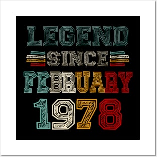 45 Years Old Legend Since February 1978 45th Birthday Posters and Art